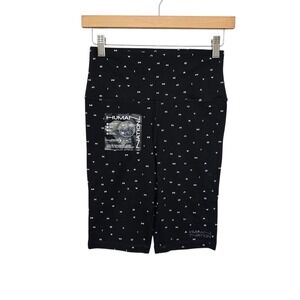 NWT Human Nation Black Graphic Print Organic Cotton Biker Shorts Size XS Active